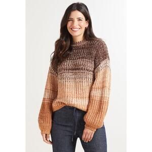 525 AMERICA Evereve NWT Marl Yarn Pullover Crewneck Balloon Sleeve Sweater // L